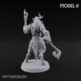 Torch Axe Bearing Saytr Barbarian Shaman A Miniature for Dungeons and Dragons, Pathfinder or other TTRPGs