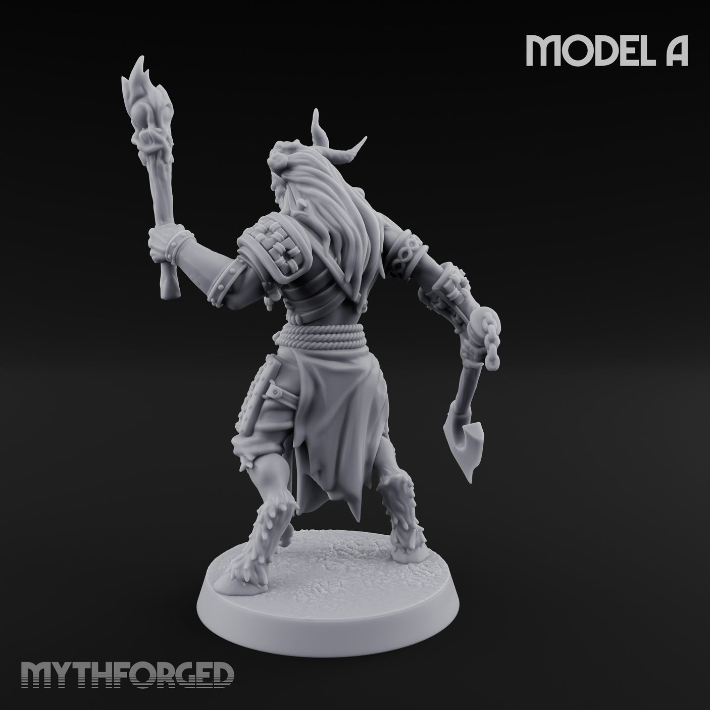 Torch Axe Bearing Saytr Barbarian Shaman A Miniature for Dungeons and Dragons, Pathfinder or other TTRPGs