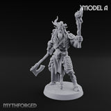 Torch Axe Bearing Saytr Barbarian Shaman A Miniature for Dungeons and Dragons, Pathfinder or other TTRPGs