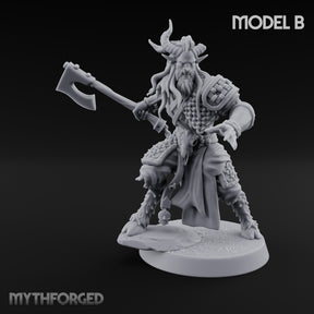 Torch Axe Bearing Saytr Barbarian Shaman B Miniature for Dungeons and Dragons, Pathfinder or other TTRPGs