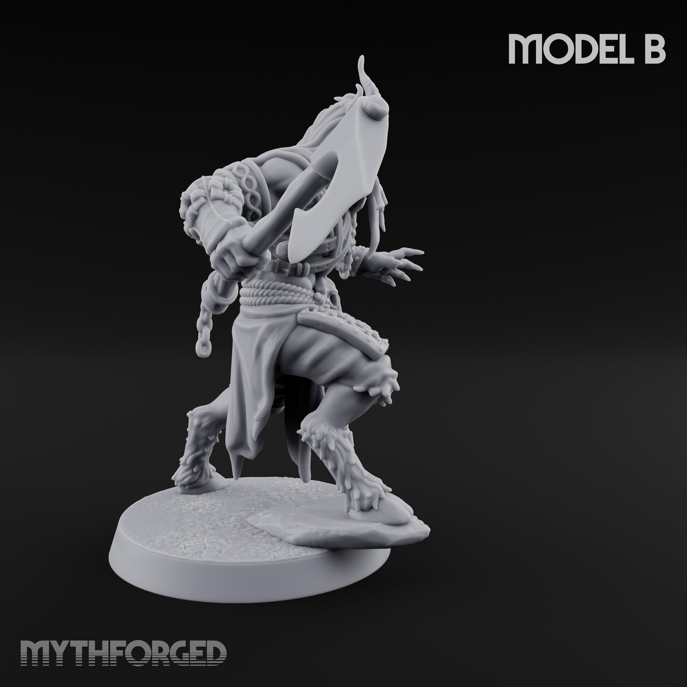 Torch Axe Bearing Saytr Barbarian Shaman B Miniature for Dungeons and Dragons, Pathfinder or other TTRPGs