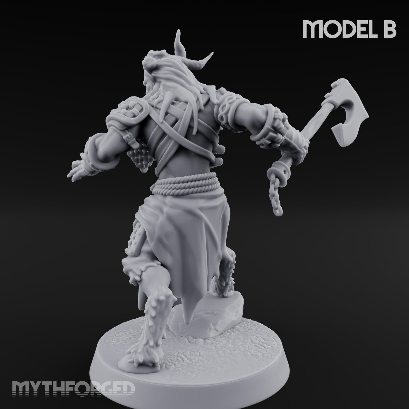 Torch Axe Bearing Saytr Barbarian Shaman B Miniature for Dungeons and Dragons, Pathfinder or other TTRPGs