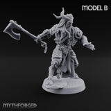 Torch Axe Bearing Saytr Barbarian Shamans Miniature for Dungeons and Dragons, Pathfinder or other TTRPGs