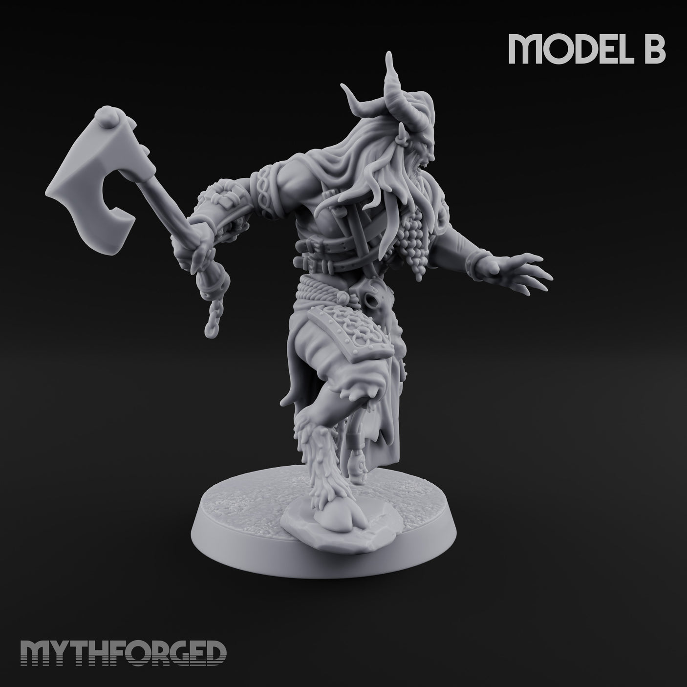 Torch Axe Bearing Saytr Barbarian Shamans Miniature for Dungeons and Dragons, Pathfinder or other TTRPGs