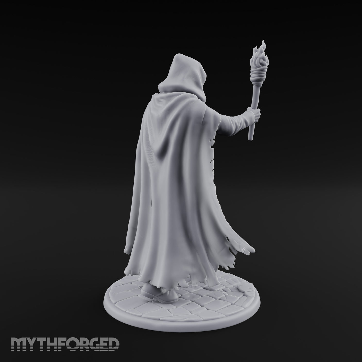 Torch Bearing Bell Ringing Human Cultist Miniature for Dungeons and Dragons, Pathfinder or other TTRPGs