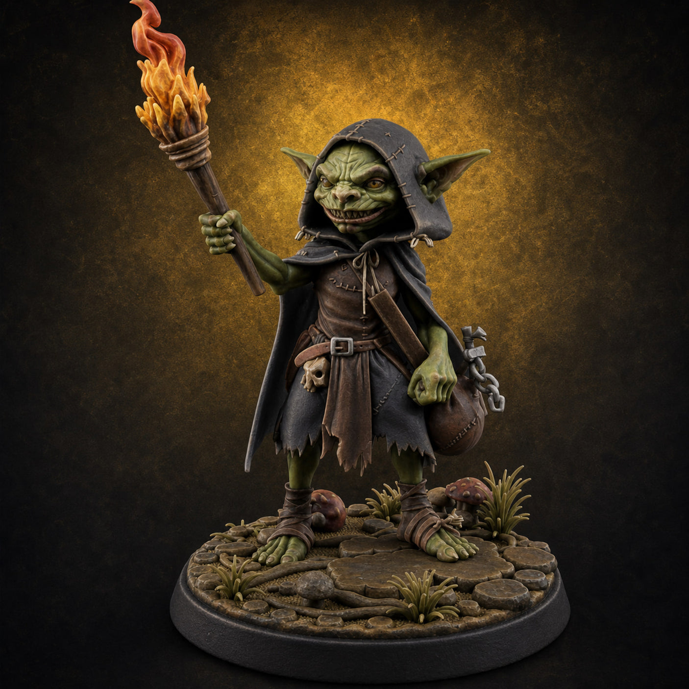 Torch Brandishing Goblin Thief — painted concept preview (miniature supplied unpainted)