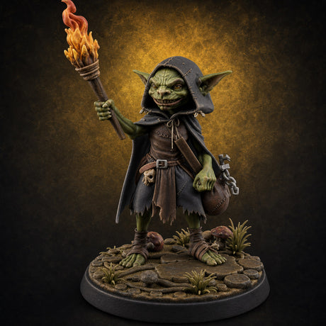 Torch Brandishing Goblin Thief — painted concept preview (miniature supplied unpainted)