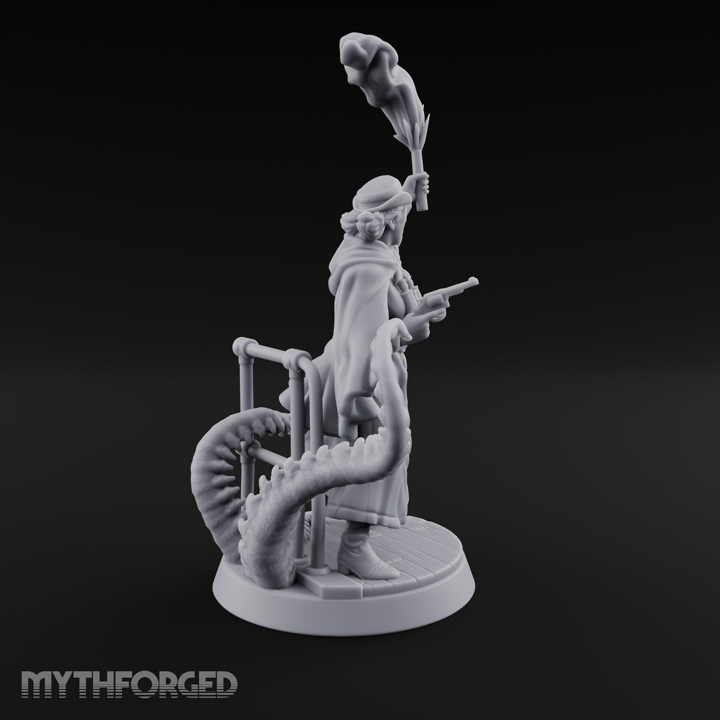 Torch Brandishing Human Monster Hunter Miniature for Dungeons and Dragons, Pathfinder or other TTRPGs