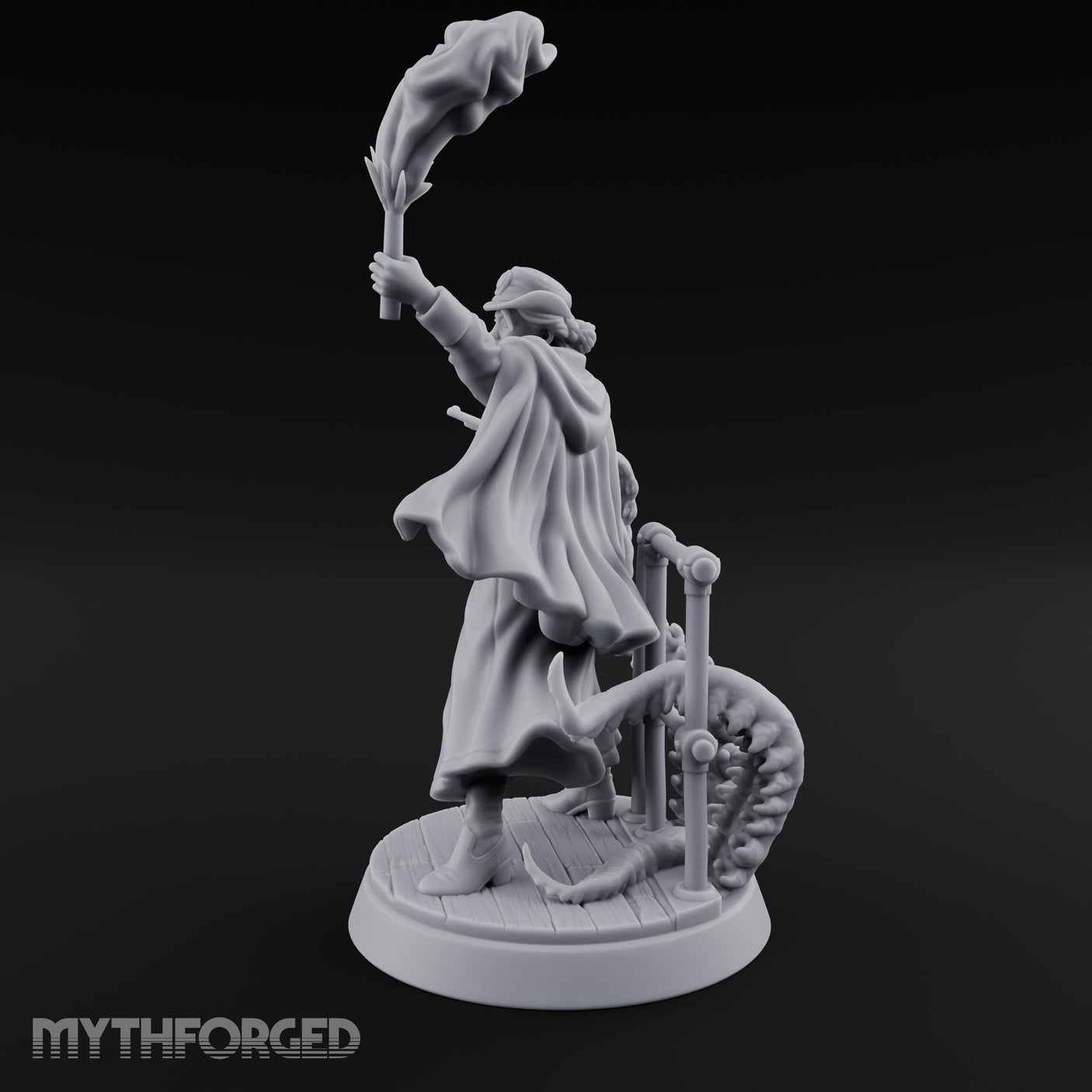 Torch Brandishing Human Monster Hunter Miniature for Dungeons and Dragons, Pathfinder or other TTRPGs
