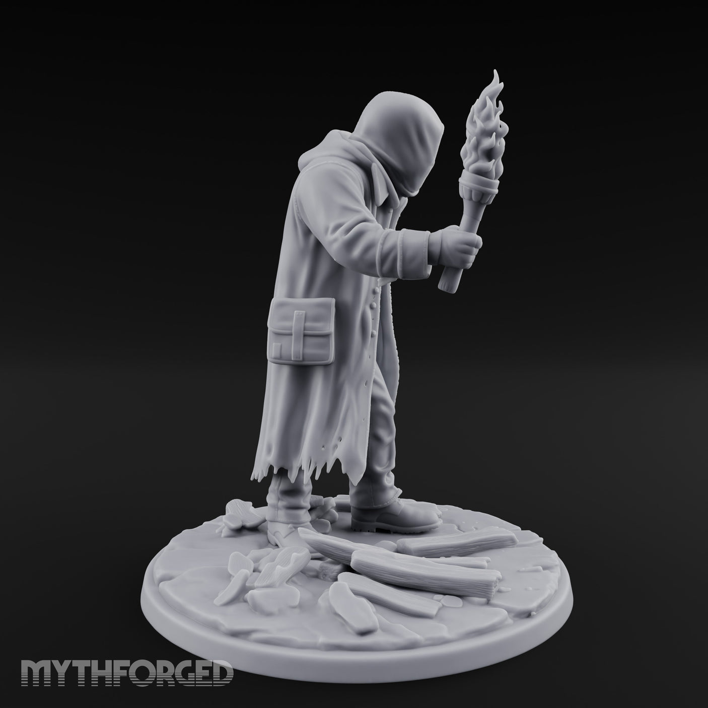 Torch Raising Canister Lugging Human Arsonist Miniature for Dungeons and Dragons, Pathfinder or other TTRPGs