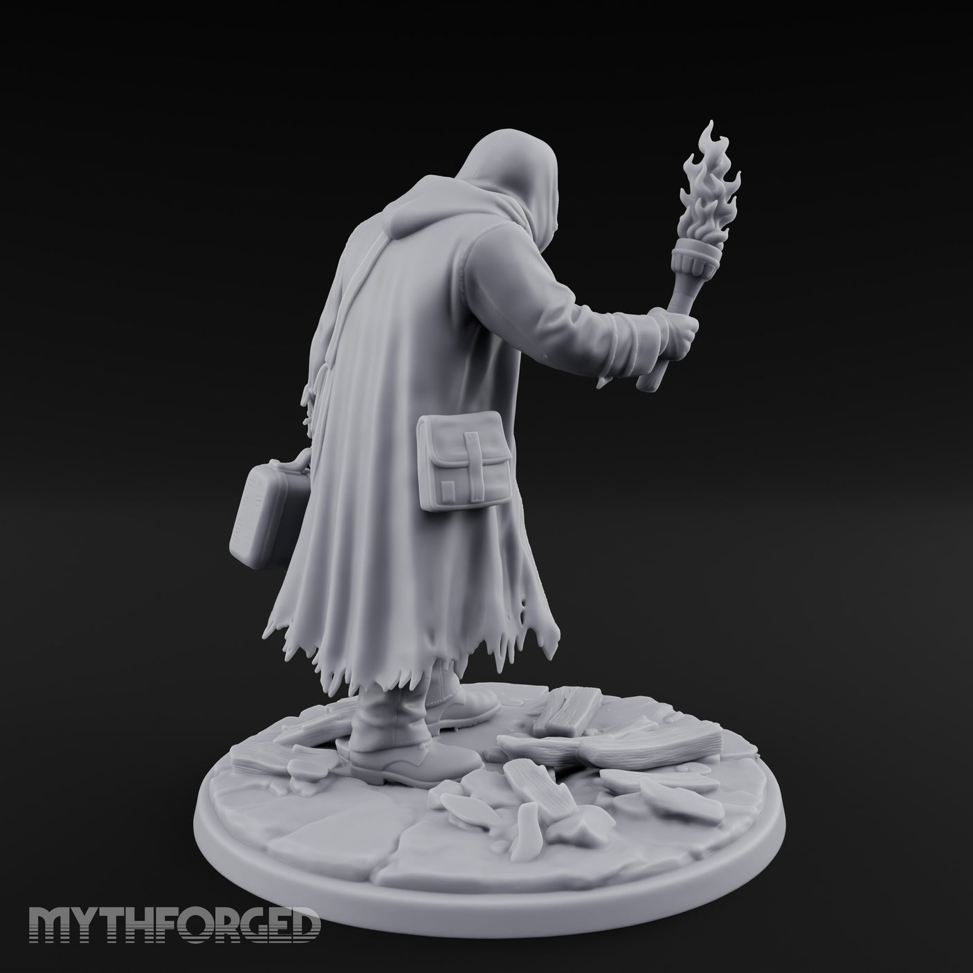 Torch Raising Canister Lugging Human Arsonist Miniature for Dungeons and Dragons, Pathfinder or other TTRPGs