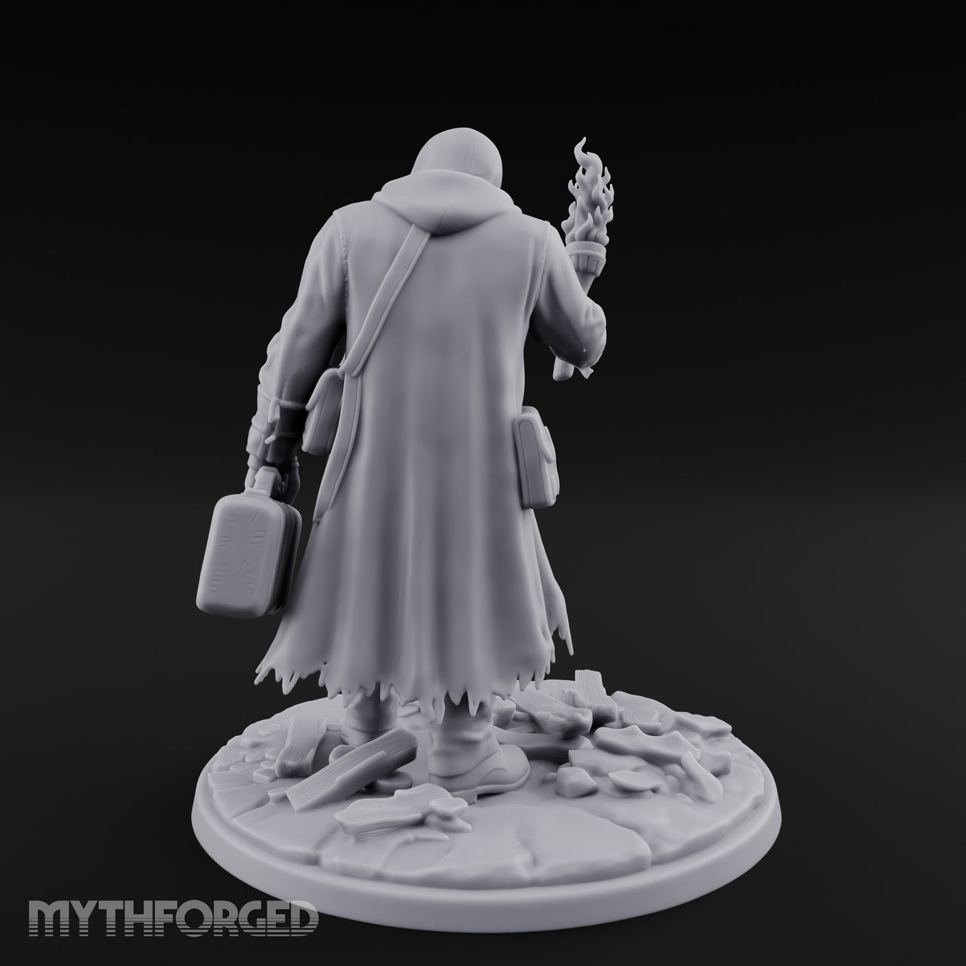 Torch Raising Canister Lugging Human Arsonist Miniature for Dungeons and Dragons, Pathfinder or other TTRPGs