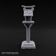 Torii-Crowned Tile-Roofed Japanese Shrine Lantern Post Miniature for Dungeons and Dragons, Pathfinder or other TTRPGs