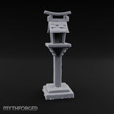 Torii-Crowned Tile-Roofed Japanese Shrine Lantern Post Miniature for Dungeons and Dragons, Pathfinder or other TTRPGs