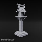 Torii-Crowned Tile-Roofed Japanese Shrine Lantern Post Miniature for Dungeons and Dragons, Pathfinder or other TTRPGs