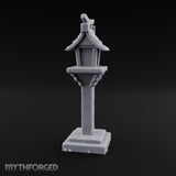 Torii-Crowned Tile-Roofed Japanese Shrine Lantern Post Miniature for Dungeons and Dragons, Pathfinder or other TTRPGs