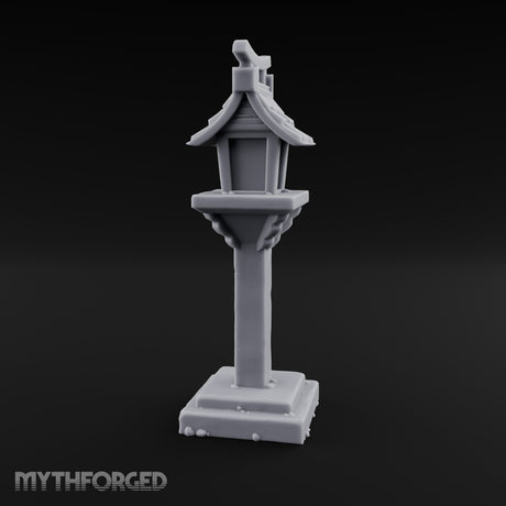 Torii-Crowned Tile-Roofed Japanese Shrine Lantern Post Miniature for Dungeons and Dragons, Pathfinder or other TTRPGs