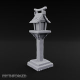 Torii-Crowned Tile-Roofed Japanese Shrine Lantern Post Miniature for Dungeons and Dragons, Pathfinder or other TTRPGs