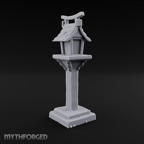 Torii-Crowned Tile-Roofed Japanese Shrine Lantern Post Miniature for Dungeons and Dragons, Pathfinder or other TTRPGs