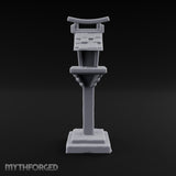 Torii-Crowned Tile-Roofed Japanese Shrine Lantern Post Miniature for Dungeons and Dragons, Pathfinder or other TTRPGs