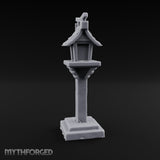 Torii-Crowned Tile-Roofed Japanese Shrine Lantern Post Miniature for Dungeons and Dragons, Pathfinder or other TTRPGs