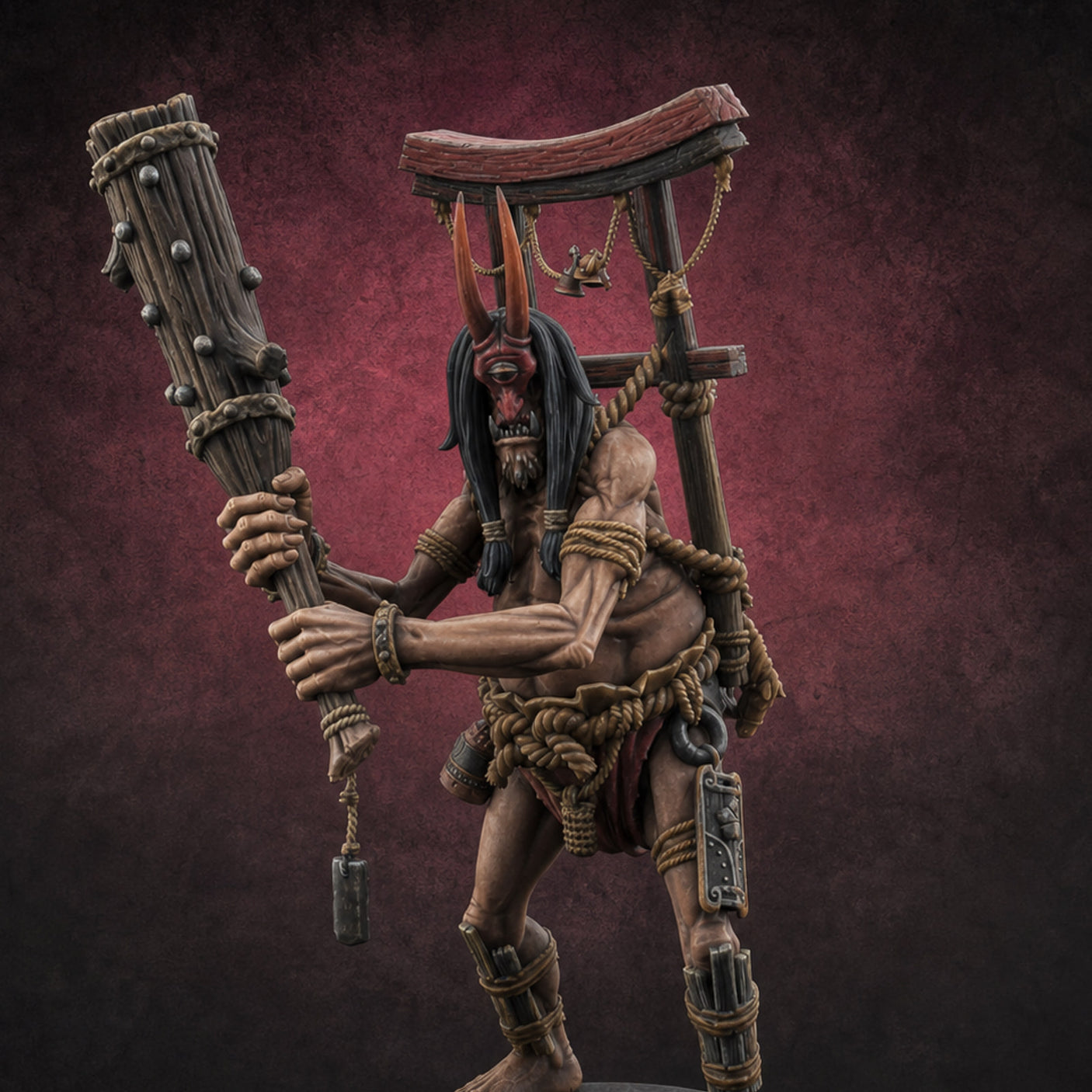 Torii Gate Bearing Oni Giant — painted concept preview (miniature supplied unpainted)