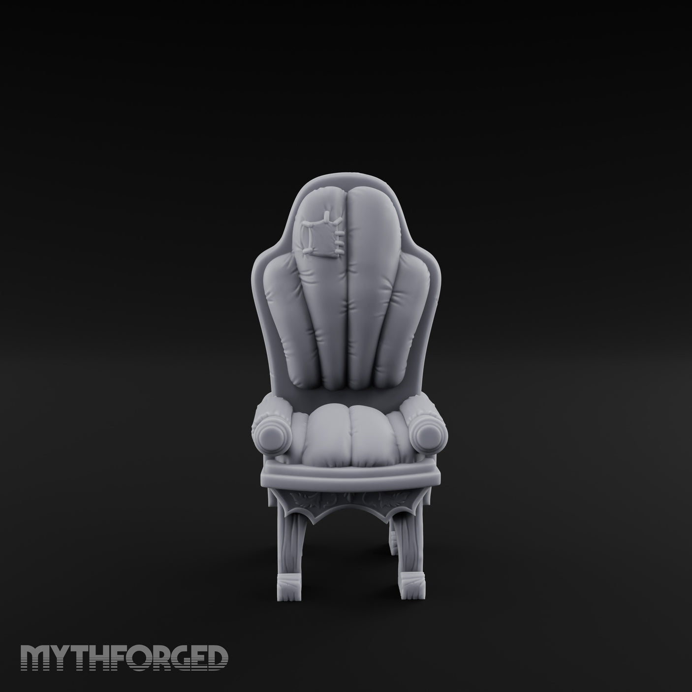 Torn-Cushion Gothic-Legged Noble Armchair Miniature for Dungeons and Dragons, Pathfinder or other TTRPGs