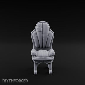 Torn-Cushion Gothic-Legged Noble Armchair Miniature for Dungeons and Dragons, Pathfinder or other TTRPGs