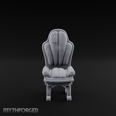 Torn-Cushion Gothic-Legged Noble Armchair Miniature for Dungeons and Dragons, Pathfinder or other TTRPGs