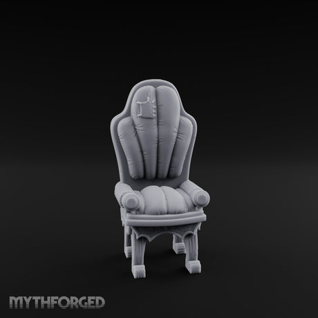 Torn-Cushion Gothic-Legged Noble Armchair Miniature for Dungeons and Dragons, Pathfinder or other TTRPGs