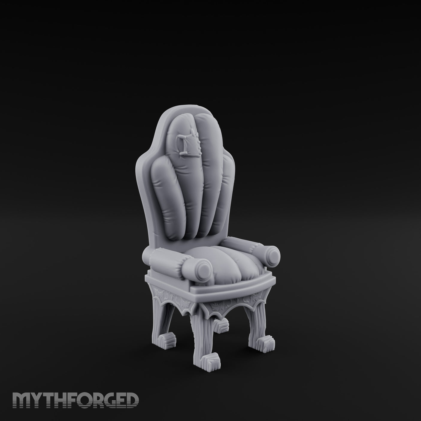 Torn-Cushion Gothic-Legged Noble Armchair Miniature for Dungeons and Dragons, Pathfinder or other TTRPGs