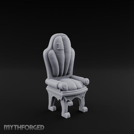 Torn-Cushion Gothic-Legged Noble Armchair Miniature for Dungeons and Dragons, Pathfinder or other TTRPGs