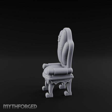 Torn-Cushion Gothic-Legged Noble Armchair Miniature for Dungeons and Dragons, Pathfinder or other TTRPGs