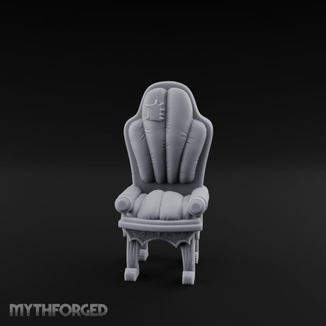 Torn-Cushion Gothic-Legged Noble Armchair Miniature for Dungeons and Dragons, Pathfinder or other TTRPGs