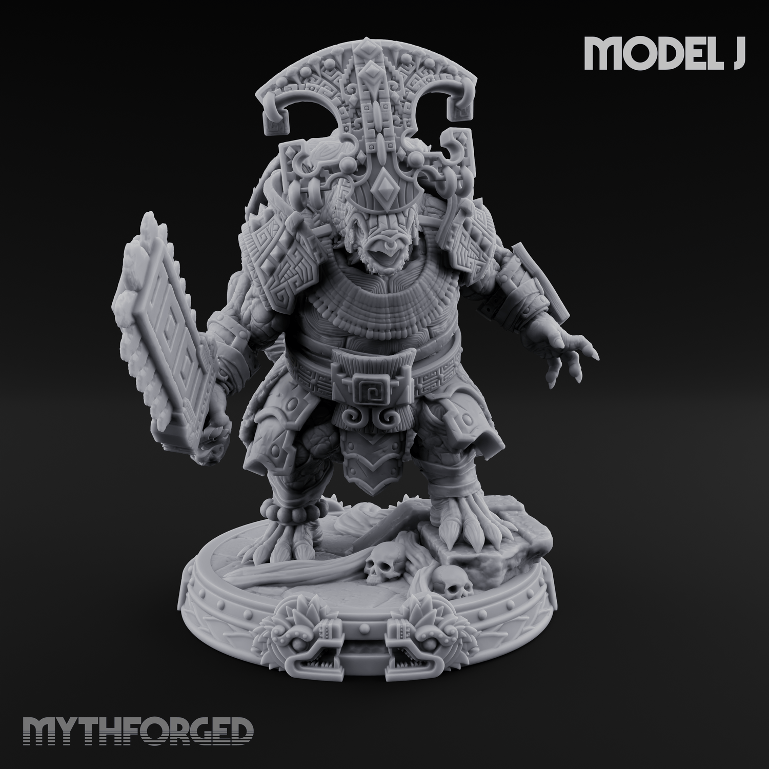 The Skull Shell Tribe J Miniature for Dungeons and Dragons, Pathfinder or other TTRPGs
