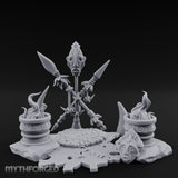 Totem-Crowned Rope-Lashed Tribal Idol Shrine Scene Miniature for Dungeons and Dragons, Pathfinder or other TTRPGs