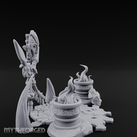 Totem-Crowned Rope-Lashed Tribal Idol Shrine Scene Miniature for Dungeons and Dragons, Pathfinder or other TTRPGs