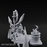 Totem-Crowned Rope-Lashed Tribal Idol Shrine Scene Miniature for Dungeons and Dragons, Pathfinder or other TTRPGs