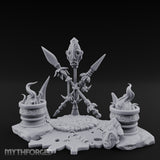 Totem-Crowned Rope-Lashed Tribal Idol Shrine Scene Miniature for Dungeons and Dragons, Pathfinder or other TTRPGs
