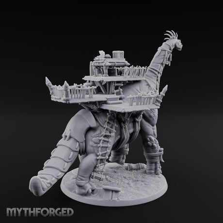 Tower Carrying Dinosaur Bulk Hauler Miniature for Dungeons and Dragons, Pathfinder or other TTRPGs