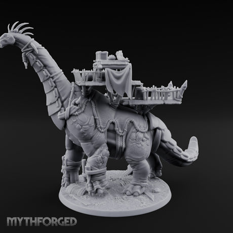 Tower Carrying Dinosaur Bulk Hauler Miniature for Dungeons and Dragons, Pathfinder or other TTRPGs