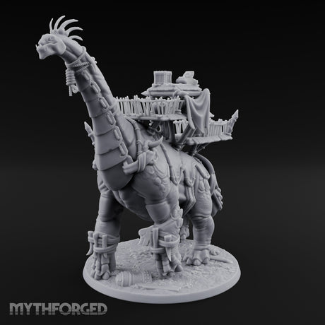 Tower Carrying Dinosaur Bulk Hauler Miniature for Dungeons and Dragons, Pathfinder or other TTRPGs