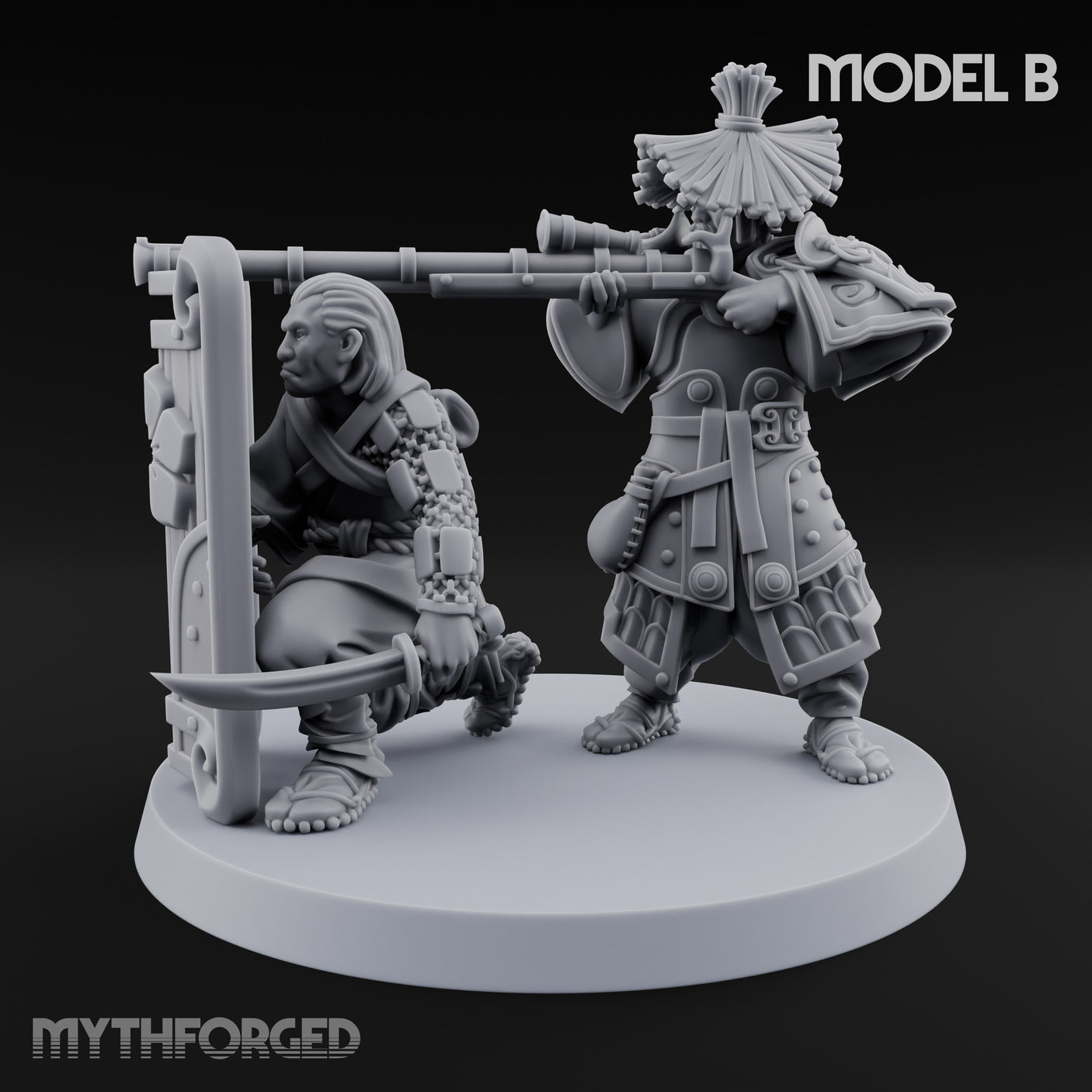Tower Shield Lugging Ashigaru Shield Bearer B Miniature for Dungeons and Dragons, Pathfinder or other TTRPGs
