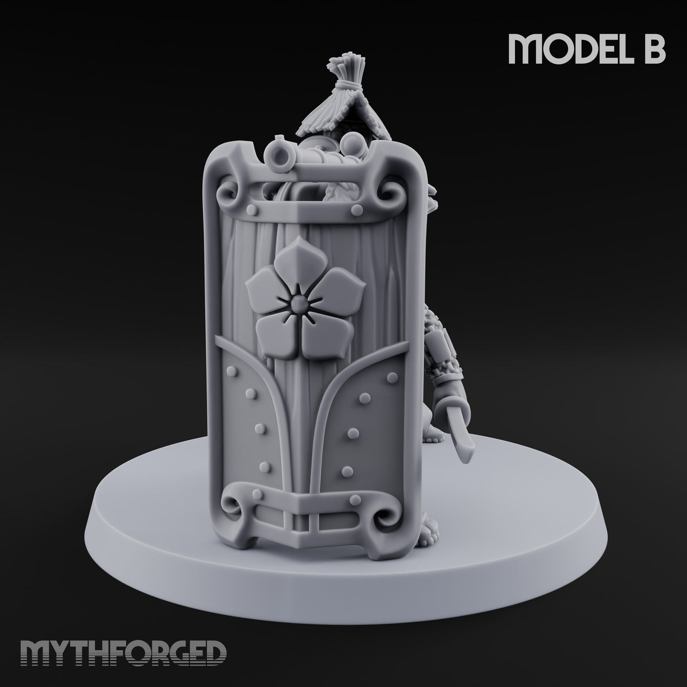 Tower Shield Lugging Ashigaru Shield Bearer B Miniature for Dungeons and Dragons, Pathfinder or other TTRPGs