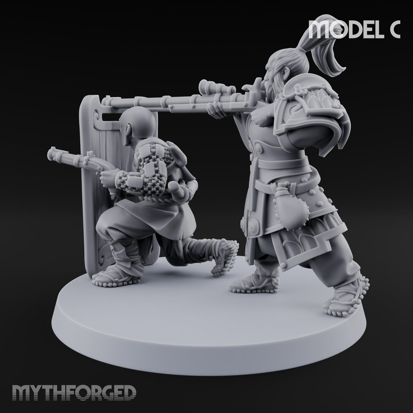 Tower Shield Lugging Ashigaru Shield Bearer C Miniature for Dungeons and Dragons, Pathfinder or other TTRPGs
