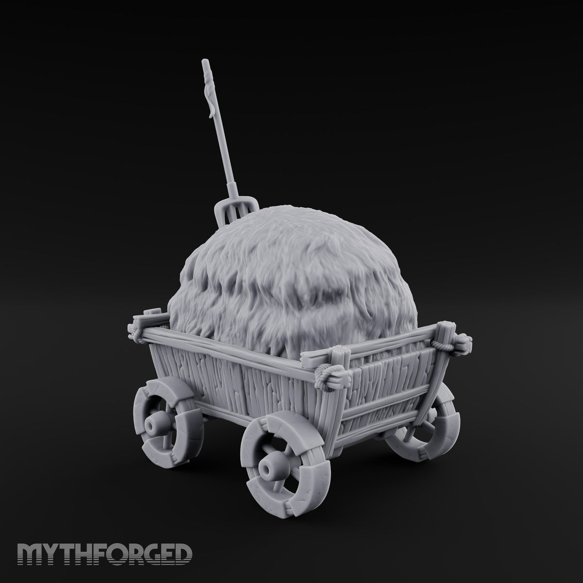 Hay Cart Left Mid-Lane Wooden Town Street Scenery B