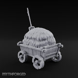 Hay Cart Left Mid-Lane Wooden Town Street Scenery B