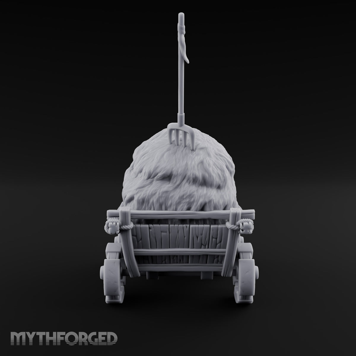 Hay Cart Left Mid-Lane Wooden Town Street Scenery B