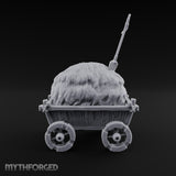 Hay Cart Left Mid-Lane Wooden Town Street Scenery B