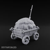 Hay Cart Left Mid-Lane Wooden Town Street Scenery B